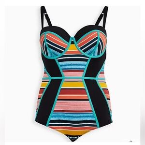 Slim Fix Torrid New Striped One-Piece Swimsuit size 3 (22-24)